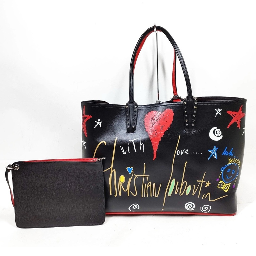 Christian Louboutin Limited Edition Black Cabata Graffiti Tote Bag
